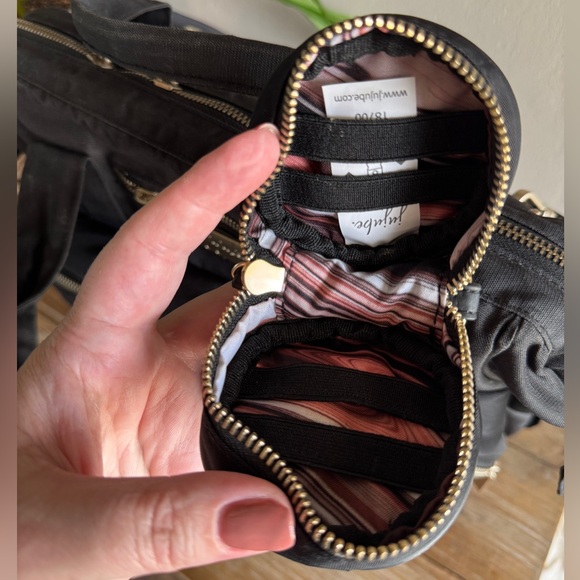 JuJuBe BFF Black Chromatics Baby Bag w/ Gold Accents & pacifier holder - Picture 11 of 11